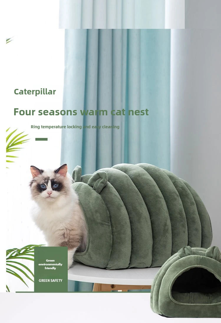 Cozy Caterpillar Winter Cat Bed